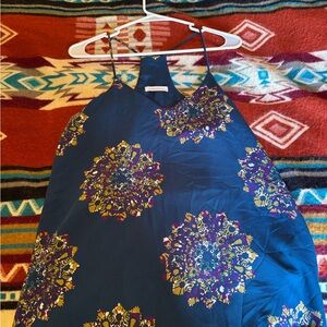 Blue Floral Newbury Custom Sheer Tanktop